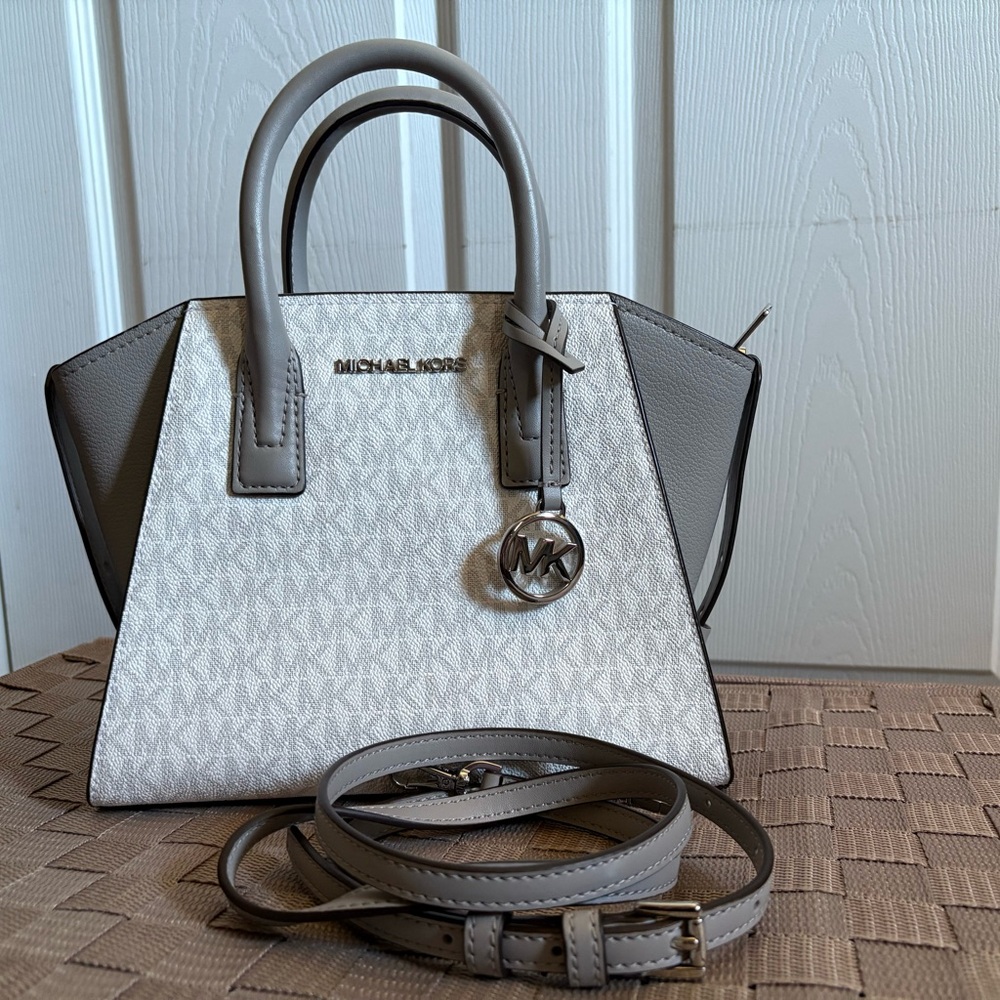Michael Kors Elegant Gray and Cream Satchel